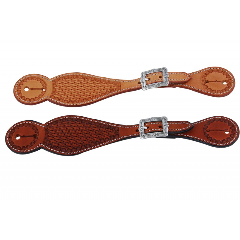 WESTERN RAWHIDE SPUR STRAPS WITH BORDER